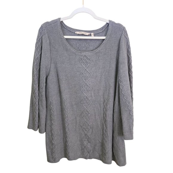 Soft Surroundings Reza CableKnit Cashmere Silk Cotton Tunic Sweater Size XL - Picture 2 of 7